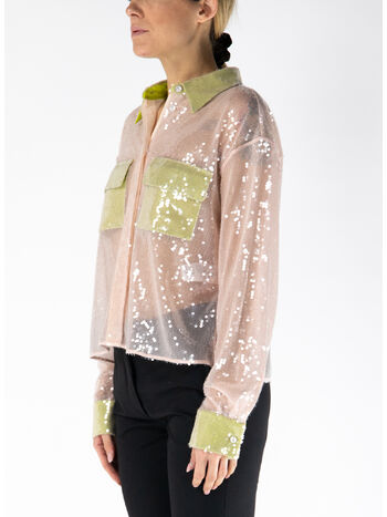 CAMICIA A MANICHE LUNGHE CON PAILLETTES, 4206 ROSA, small