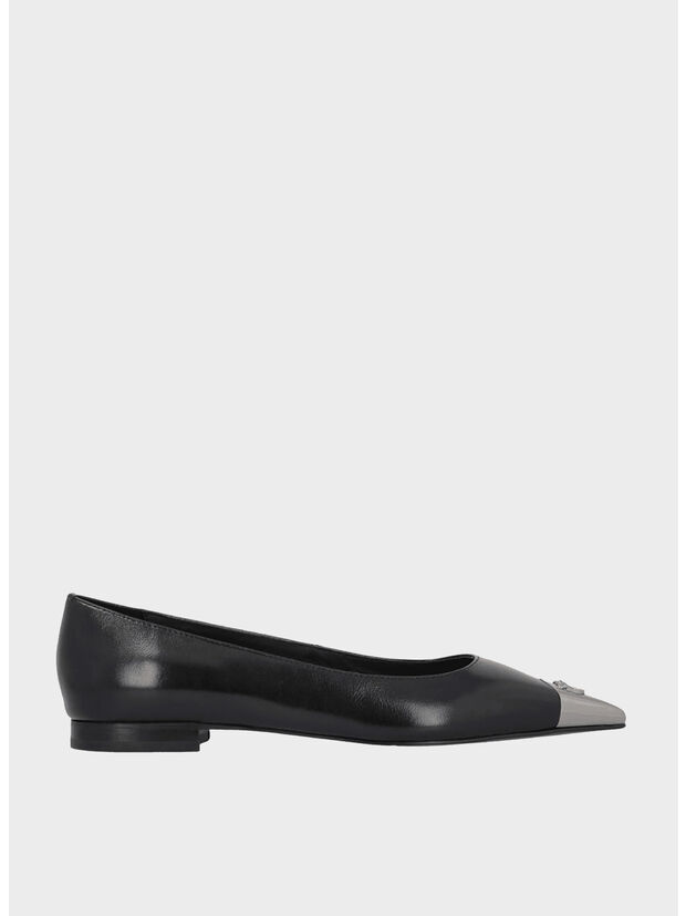BALLERINA IN NAPPA CON PUNTA IN METALLO, Z99 BLACK, large