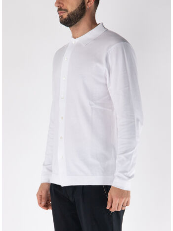 CAMICIA IN MAGLIA A MANICHE LUNGHE, 000 BIANCO, small