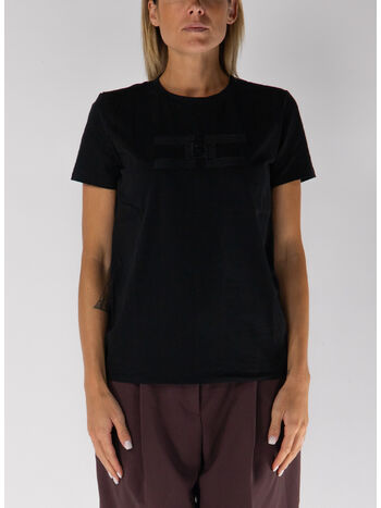 T-SHIRT IN JERSEY DI COTONE, 110 NERO, small