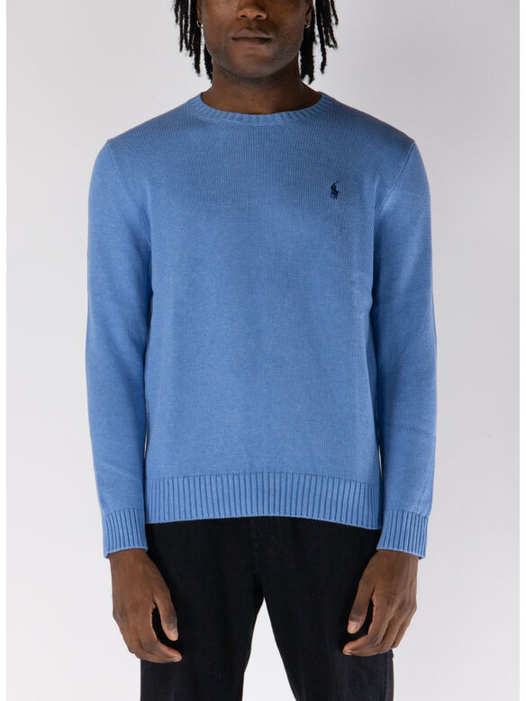 MAGLIONE GIROCOLLO  CON LOGO RICAMATO, SOFT ROYAL HEATHER, medium