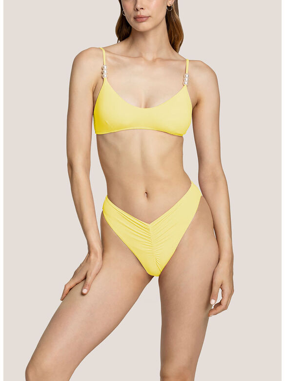 BIKINI A V CON SPALLINE IN PERLE, 020 GIALLO, medium