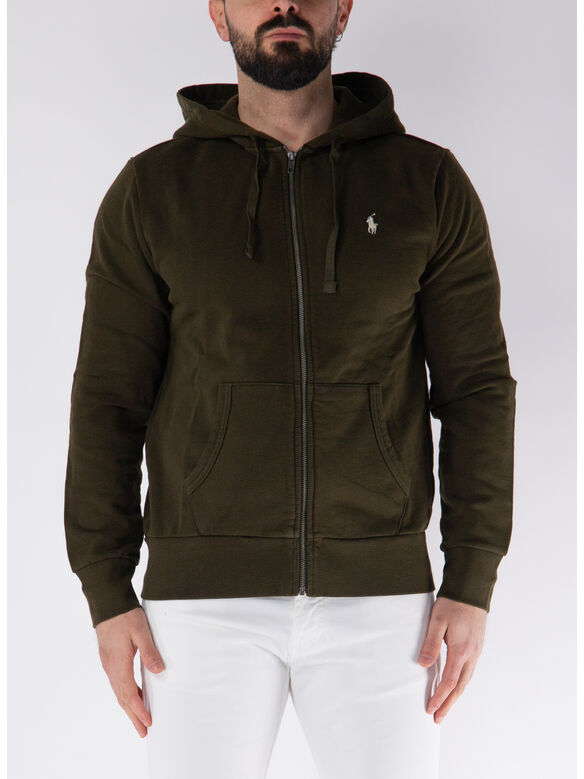 FELPA FULL ZIP CON LOGO, DARK LODEN, medium