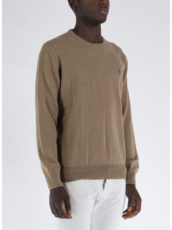 MAGLIONE GIROCOLLO, HONEY BROWN HEATHER, small