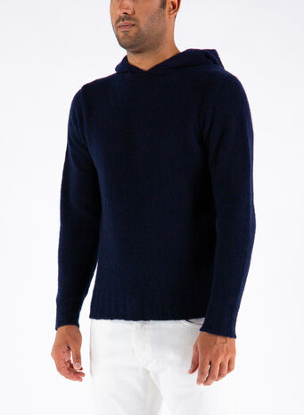 MAGLIONE CON CAPPUCCIO, 880NAVY, small