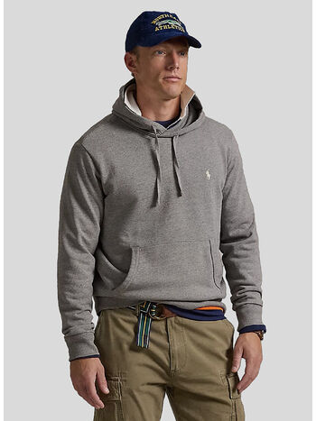 FELPA HOODIE CON LOGO RICAMATO, DARK VINTAGE HEATHER, small
