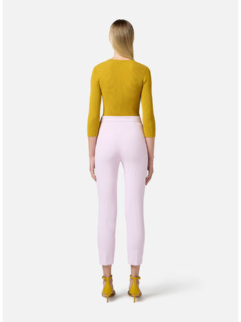 PANTALONE IN CRÊPE CON PIPING E MORSETTO GIOIELLO, DK3 QUARZO/CURRY, small