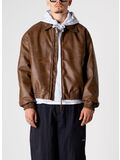 GIACCA BIKER IN PELLE SINTETICA WBBAO, DARK BROWN, thumb