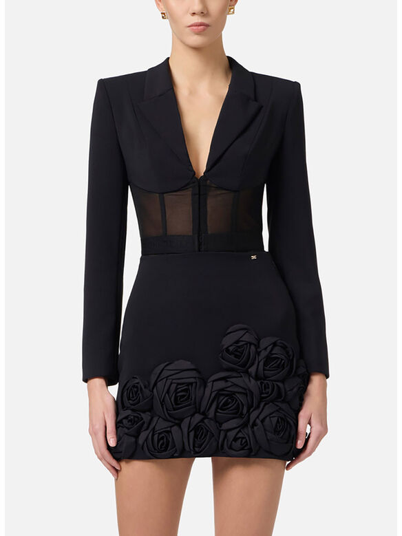 GIACCA BLAZER IN TULLE, 110 NERO, medium