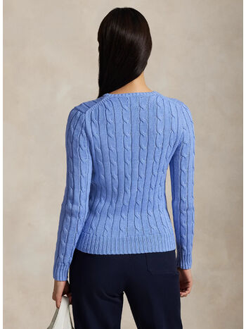 MAGLIONE A GIROCOLLO IN COTONE A TRECCE, NEW LITCHFIELD BLUE, small
