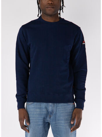 FELPA GIROCOLLO CON PATCH LOGO, 160 BLU NAVY, small