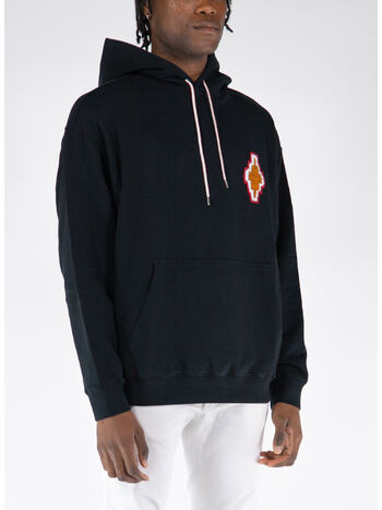 FELPA HOODIE MACRAME CROSS PATCH, 1023 BLACK DARK, small