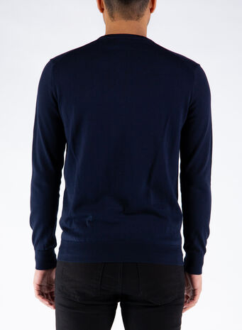 MAGLIONE GIROCOLLO LOGO, HUNTERNAVY, small