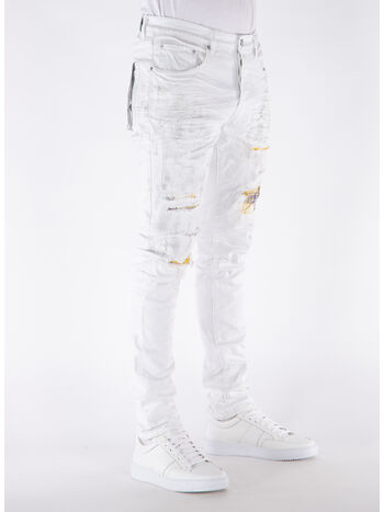JEANS P001 HEAVY REPAIR WITH PLAID PATCH, WHITE HEAVY WHITE HEAVY, small