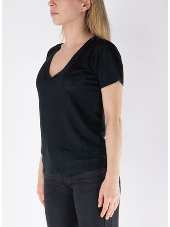 T-SHIRT ELOISE CON SCOLLO A V IN JERSEY DI LINO, 00107H 00 EMB, small