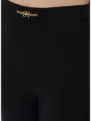 PANTALONE DRITTO IN CRÊPE STRETCH CON MORSETTO, 110, small