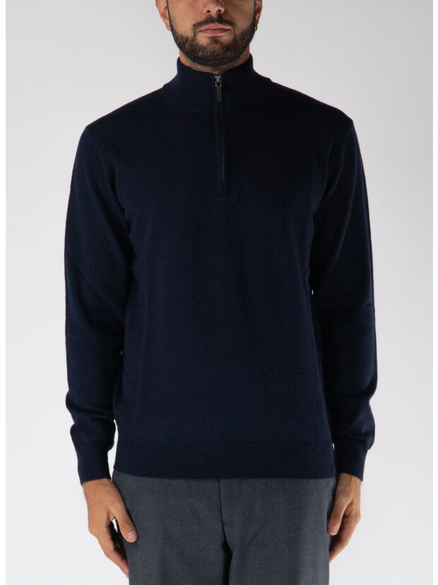 MAGLIONE A COLLO ALTO CON MEZZA ZIP, W6K5.00038 BLU, large