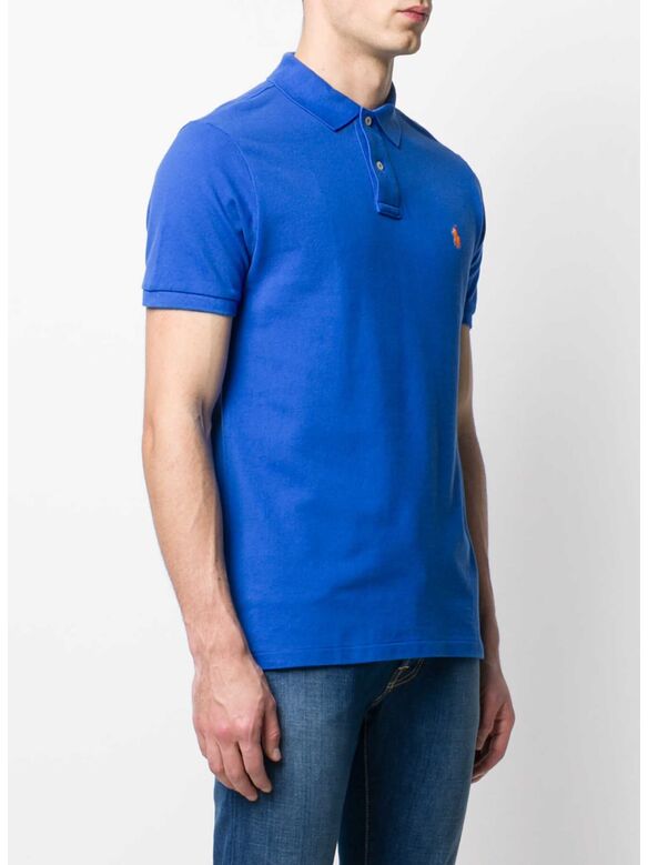 POLO A MANICHE CORTE CON LOGO RICAMATO, NEW IRIS BLUE, medium