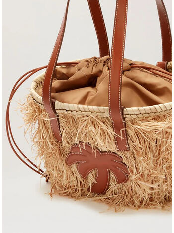 BORSA PALM RAFIA BASKET, 6160 BEIGE BROWN, small