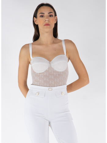 TOP BUSTIER IN TULLE CON LOGO, 360, small