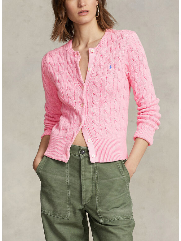 CARDIGAN IN MAGLIA TRECCIATA, CARMEL PINK, medium
