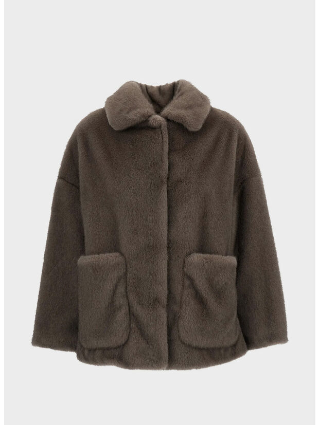 GIUBBOTTO BOMBER SOFT FAUX, 8800 MARRONE SCURO, large