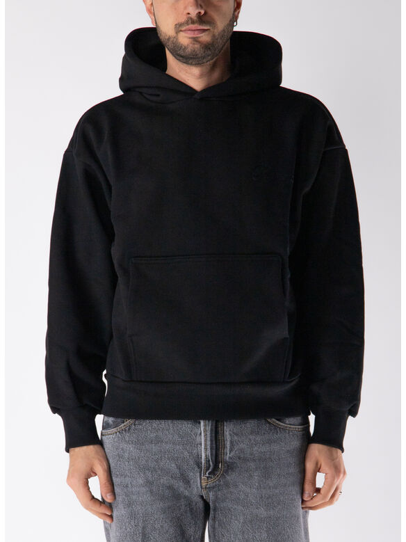 FELPA HOODIE CLASSIC EMBROIDERY LOGO BOXY, CHB BLACK CLASSIC, medium