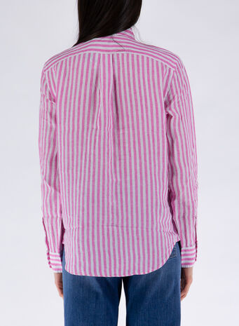 CAMICIA IN LINO, 015MAUIPINKWHITE, small