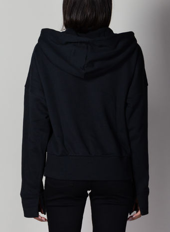FELPA HOODIE CROPPED, BLACK, small