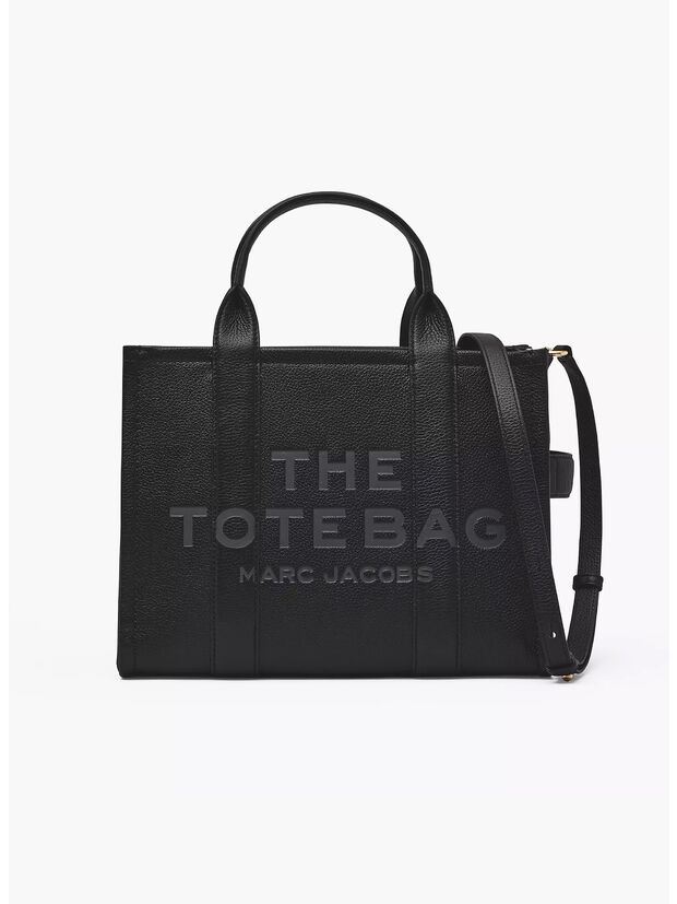 BORSA THE LEATHER MEDIUM TOTE, 001 BLACK, large