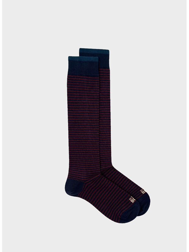 CALZA STRIPE CLASSIC UNISEX, 0197 BLU / MARRONE, large