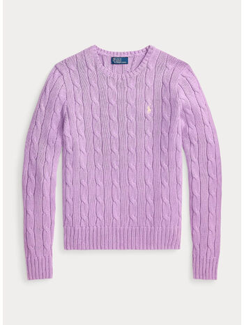 MAGLIONE A GIROCOLLO IN COTONE A TRECCE, BRIGHT ASTER, small