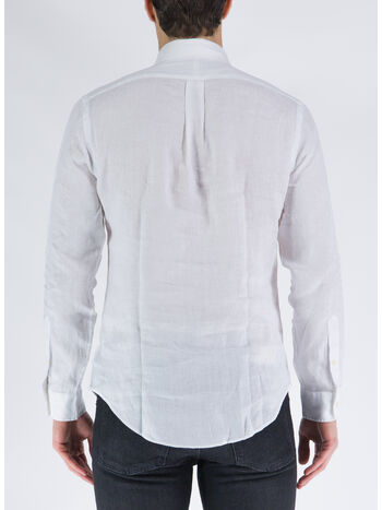 CAMICIA DI LINO CON LOGO RICAMATO, WHITE, small
