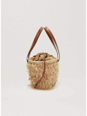 BORSA PALM RAFIA BASKET, 6160 BEIGE BROWN, small