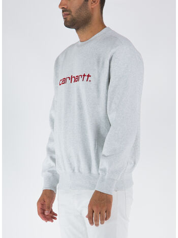 FELPA CON LOGO RICAMATO, 10GXX ASH HEATHER/ROCKET, small