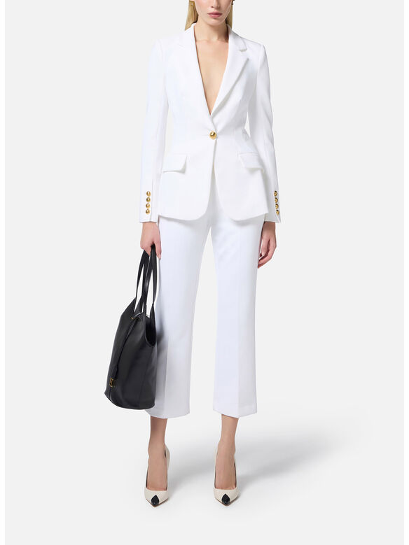 COMPLETO TAILLEUR MONOPETTO IN CRÊPE, 360 AVORIO, medium