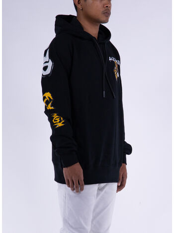 FELPA HOODIE CON STAMPA SUL RETRO, NERO, small