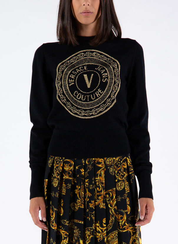 Versace Jeans Couture Autunno Inverno 21/22 maglione crop fucsia con logo -  71HAF802CM00MOB5