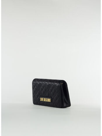 BORSA TRAPUNTATA CON LOGO, 000 NERO, small