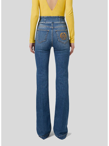JEANS A ZAMPA CON BOTTONIERA CENTRALE, 104 BLUE DENIM, small