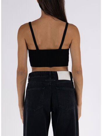 CROP TOP IN MAGLIA STRETCH BIKER BUCKLES, A0555, small