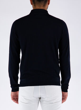 POLO A MANICHE LUNGHE, BLU, small