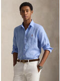CAMICIA IN LINO SLIM-FIT, AUSTIN BLUE, thumb