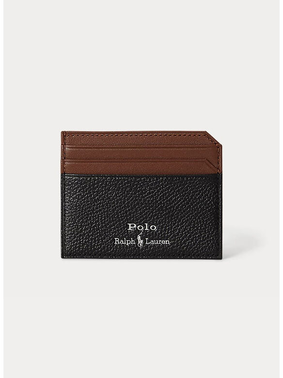 PORTACARTE IN PELLE, BLACK/SADDLE, medium