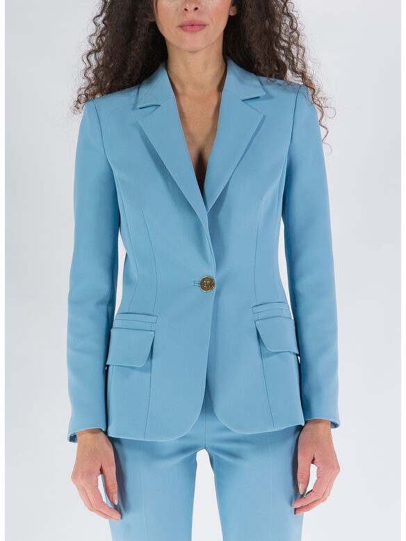 GIACCA MONOPETTO IN DOPPIO CREPE STRETCH, 016 CARTADAZUCCHERO, medium