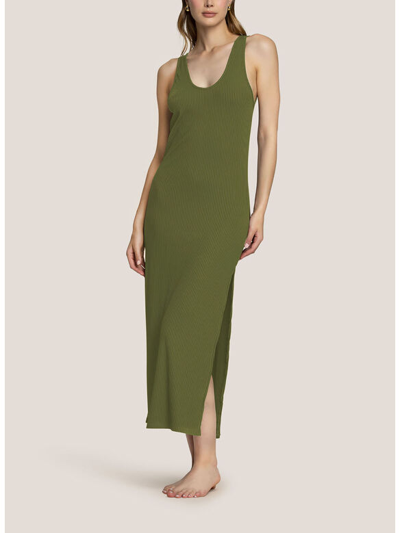 ABITO MIDI RIBS COLOUR, 082 VERDE MILITARE, medium
