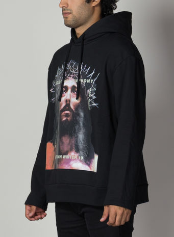 FELPA HOODIE JESUS, 009BLACK, small