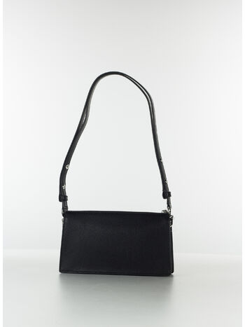 BORSA IN PELLE CON LOGO, 001 BLACK, small