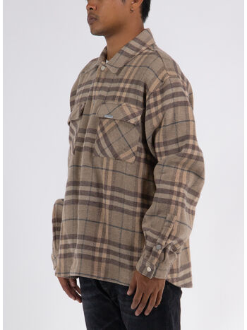 CAMICIA INTIAL PRINT FLANNEL, 407 HAZEL/PAPYRUS/GREY, small
