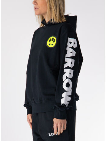 FELPA HOODIE LOGO PRINT UNISEX, 110 NERO/BLACK, small